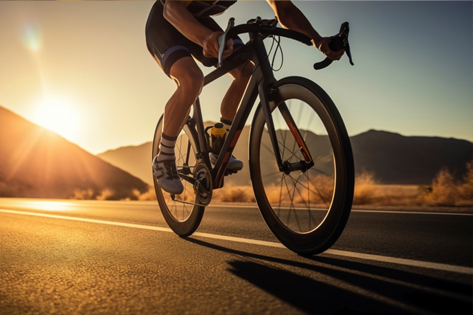 Ciclista pedalando ao ar livre